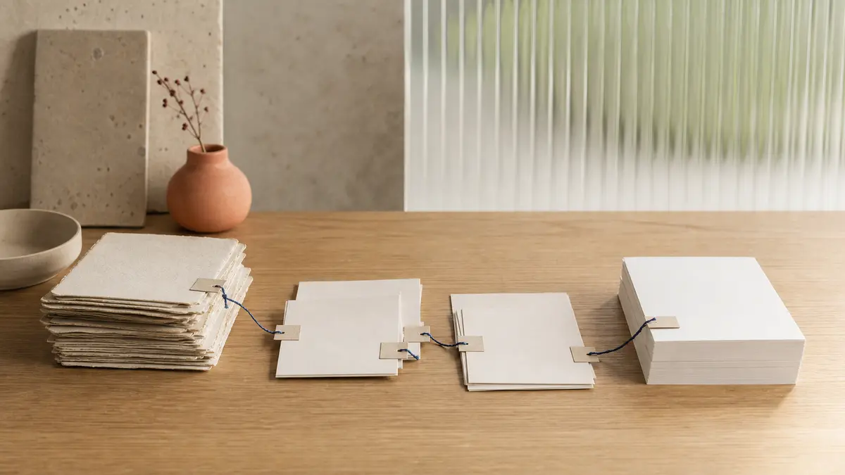 Anciennes cartes triées puis reliées à une nouvelle pile de pages